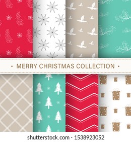 Christmas different patterns. Endless texture for wallpaper, web page background, wrapping paper and etc. Retro style.
