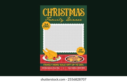 Christmas Dinner Flyer. vector design illustration