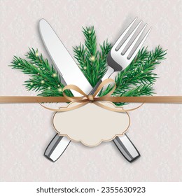Christmas Dinner Green Twigs Emblem Ornaments