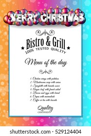 Plantilla de menú de cena de Navidad o almuerzo para su tarjeta de volantes y saludos de temporada o para invitaciones de Navidad.