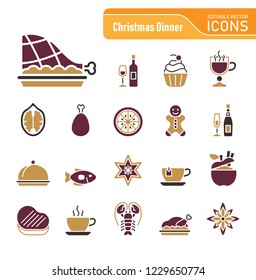 Christmas Dinner - Modern & Editable Icons