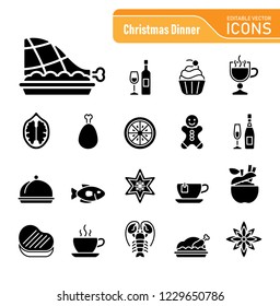 Christmas Dinner - Modern & Editable Icons