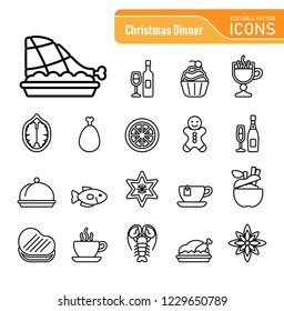 Christmas Dinner - Modern & Editable Icons