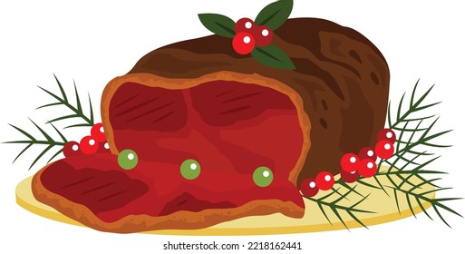 Christmas Dinner Party Food Illustration Vector Clipart