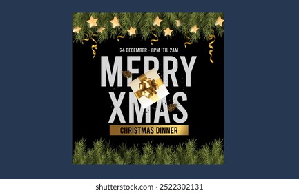Cena de Navidad en las redes sociales. Ilustración vectorial