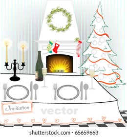 Mesa de Navidad con chimenea