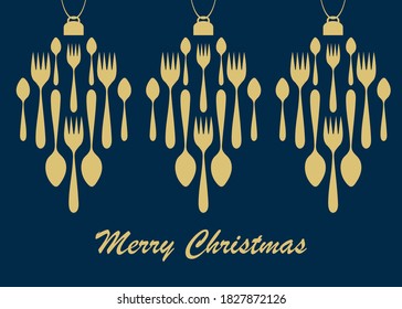 Christmas dinner, template for a poster or menu. New year's decoration. Vector illustration.