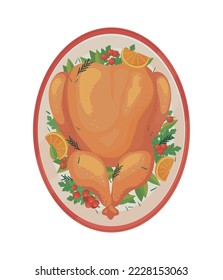 christmas dinner turkey icon isolated