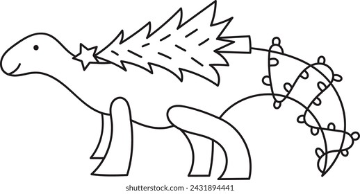 Ilustración vectorial de dibujo de dinosaurio de Navidad