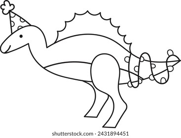Christmas Dinosaur Doodle Vector Illustration