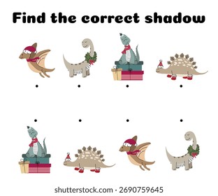 Navidades Dinosaur Shadow Matching Actividad para niños