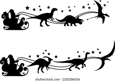 Christmas dinosaur silhouette vector design