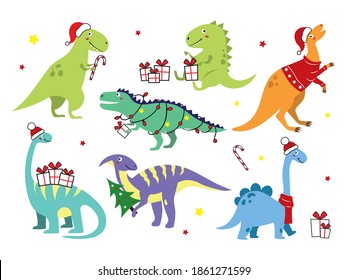 Christmas Dino mascot 8515207 Vector Art at Vecteezy