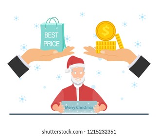 Christmas discount concept. Have time to buy a gift with a Christmas discount. Merry Christmas sale Сhristmas sales. Vector illustration.