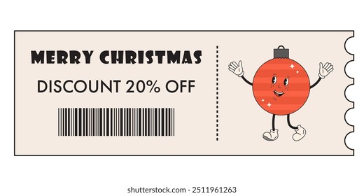 Christmas discount coupon with Hot chocolate, cocoa mug. Christmas coupon and voucher with discount for promo, advertising, sales, shopping, gifts, restaurants, cafes. Christmas sale, offer.