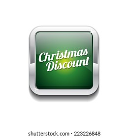 Christmas Discount Green Vector Icon Button