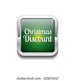 Christmas Discount Green Vector Icon Button