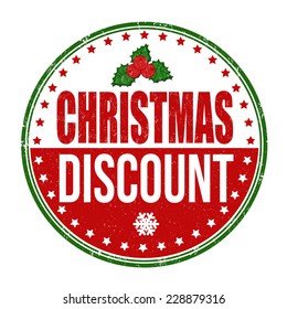 Christmas discount grunge rubber stamp on white background, vector illustration