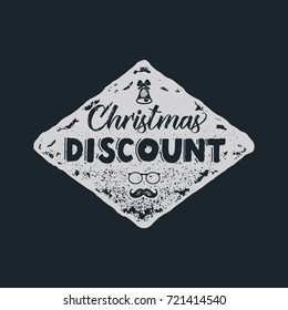 Christmas discount lettering and typography elements. Holiday Online shopping type quote. Stock vector illustration isolated on dark background.