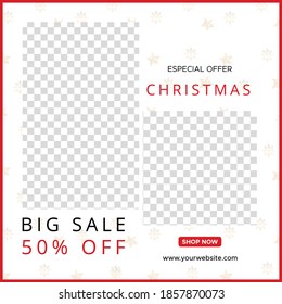 plantilla de publicación de ofertas de descuento de Navidad, banner del sitio web, antecedentes de Navidad, Vector 
