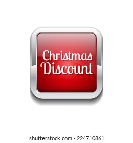 Christmas Discount Red Vector Icon Button