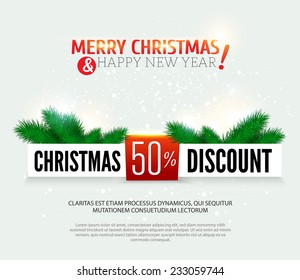 Christmas discount, sale banner. Vector illustration.