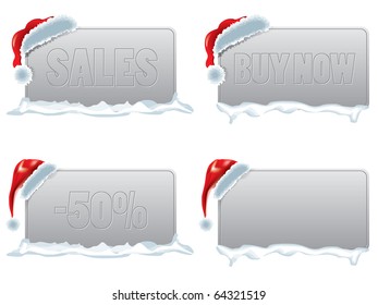 Christmas discount sales tag with santa hat