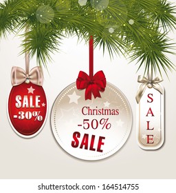 Christmas discount tags with silk bows