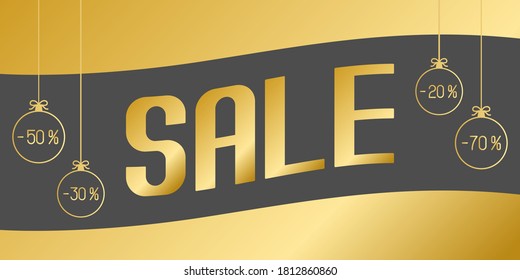 Christmas discounts banner. Vector illustration.
