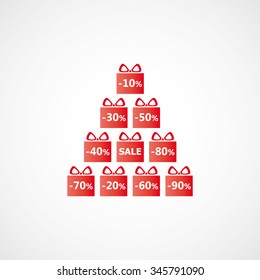 Christmas discounts with gift packages and written sale
