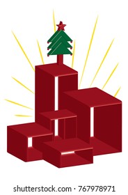 christmas display box layers 3d style for present products at a shop or advertising,Holiday pop up box,Christmas design