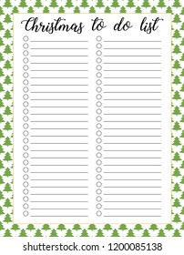 Christmas to do list, planner. Preparation for winter holidays and celebration. 