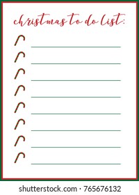 Christmas to do list. Vector illustration.Planner, organiser, notebook. 