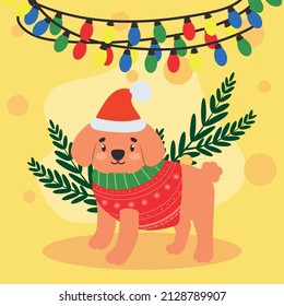 christmas dog cartel with decorations