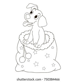 Christmas Dog Coloring Page Puppy Smiling Stock Vector Royalty Free 750384466