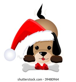 Christmas dog in the hat