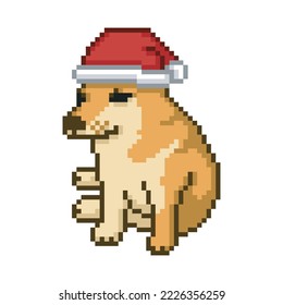 Christmas dog icon, pixel art meme