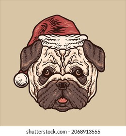 christmas dog illustration vector design