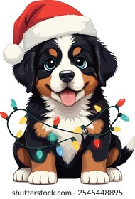 Christmas dog illustration  xmas vector