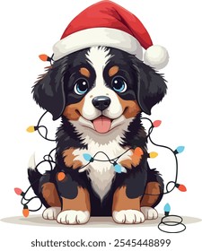 Christmas dog illustration  xmas vector