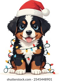 Christmas dog illustration  xmas vector