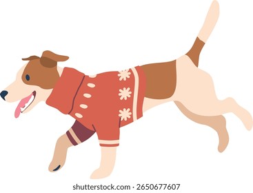 Christmas dog in knitted sweater