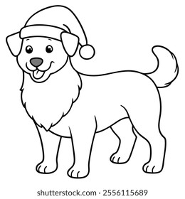 A Christmas dog line art