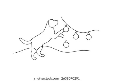 Christmas dog line drawing minimalist festive pet