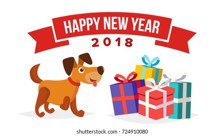 Christmas Dog Sale Banner Template Vector. Holidays Sale Announcement. Isolated On White Illustration

