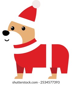 Christmas dog with Santa Claus 