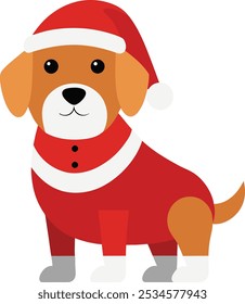 Christmas dog with Santa Claus 