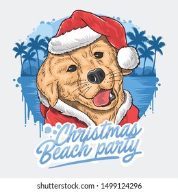 CHRISTMAS DOG SANTA CLAUS ANIMAL ARTWORK VECTOR