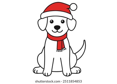 Christmas dog with santa clauss hat 