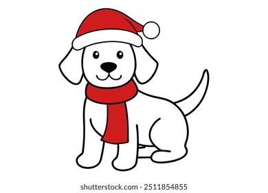 Christmas dog with santa clauss hat 